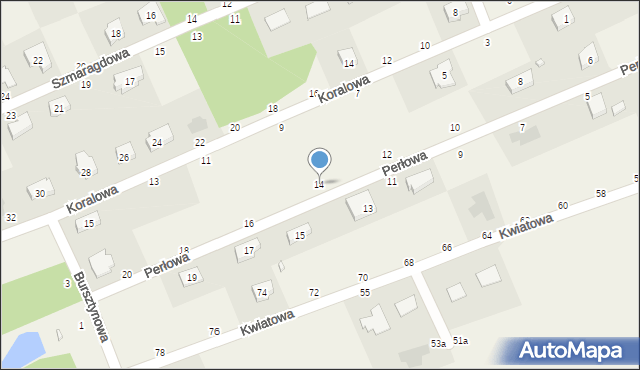 Bukowiec, Perłowa, 14, mapa Bukowiec