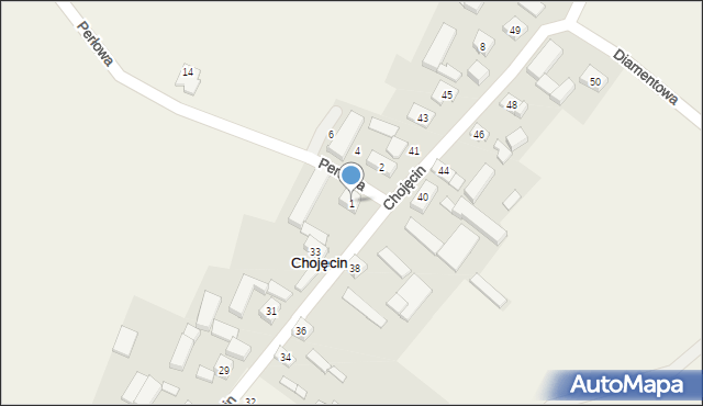 Chojęcin, Perłowa, 1, mapa Chojęcin