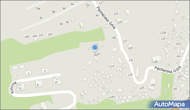 Czchów, Pęcherska Góra, 112, mapa Czchów