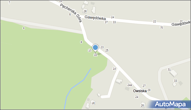 Czchów, Pęcherska Góra, 12, mapa Czchów