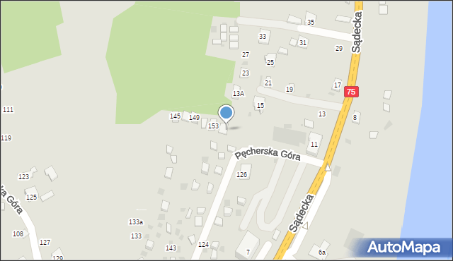 Czchów, Pęcherska Góra, 155, mapa Czchów
