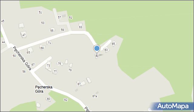 Czchów, Pęcherska Góra, 81, mapa Czchów