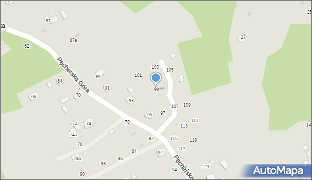 Czchów, Pęcherska Góra, 99, mapa Czchów