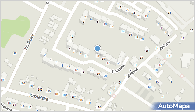 Gliwice, Perłowa, 13, mapa Gliwic