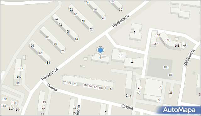 Głogów, Perseusza, 9, mapa Głogów