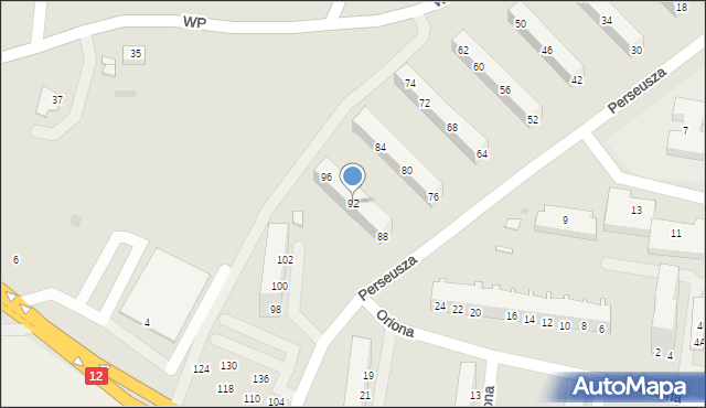Głogów, Perseusza, 92, mapa Głogów
