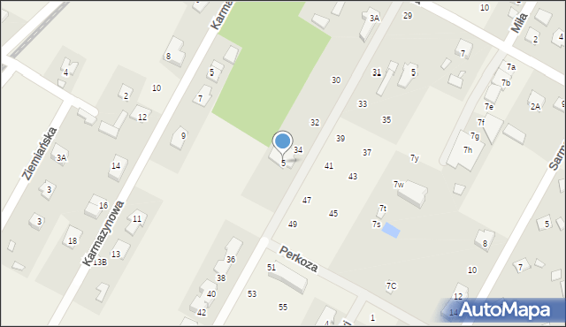 Głosków, Perkoza, 5, mapa Głosków