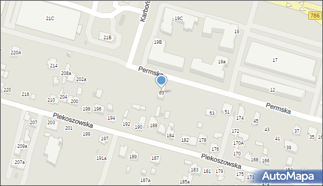 Kielce, Permska, 63, mapa Kielc