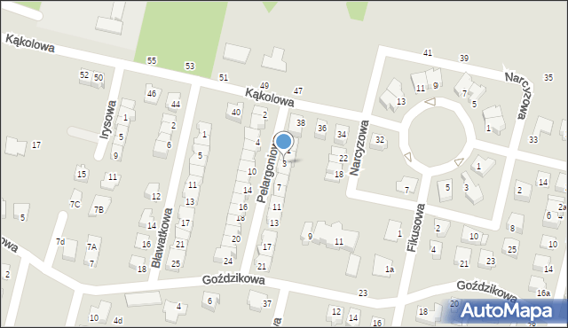 Konin, Pelargoniowa, 3, mapa Konina