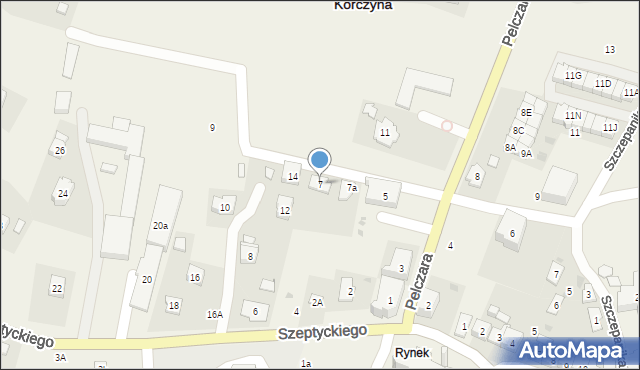 Korczyna, Pelczara Józefa Sebastiana, bp., 7, mapa Korczyna