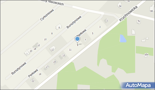 Kosów, Perłowa, 9, mapa Kosów