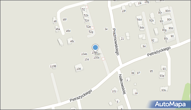 Kraków, Petrażyckiego Leona, 100c, mapa Krakowa