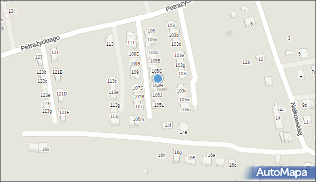 Kraków, Petrażyckiego Leona, 105I, mapa Krakowa