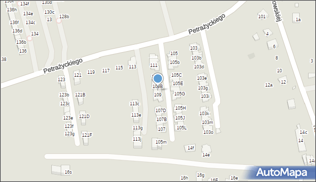 Kraków, Petrażyckiego Leona, 109A, mapa Krakowa