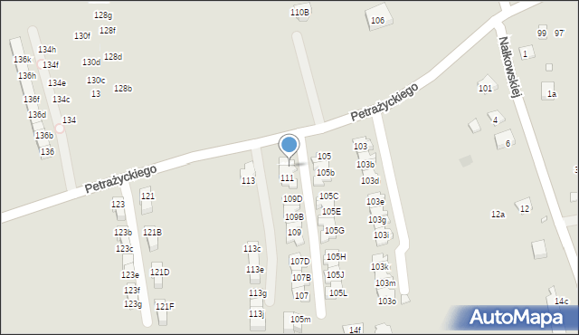 Kraków, Petrażyckiego Leona, 111a, mapa Krakowa