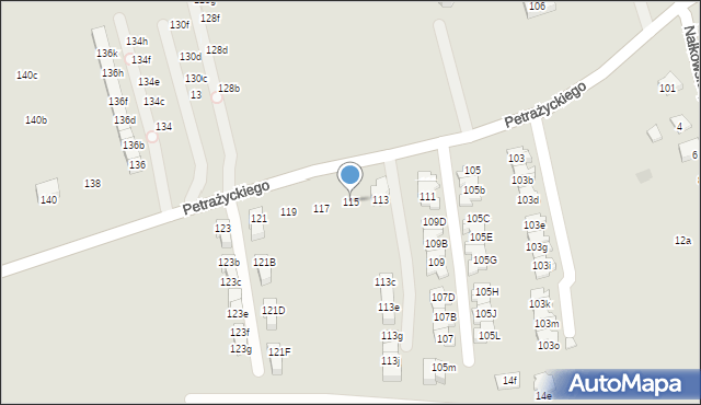 Kraków, Petrażyckiego Leona, 115, mapa Krakowa