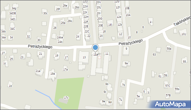 Kraków, Petrażyckiego Leona, 11a, mapa Krakowa