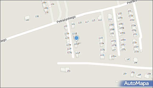 Kraków, Petrażyckiego Leona, 121D, mapa Krakowa