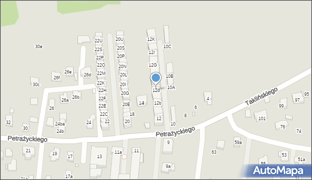 Kraków, Petrażyckiego Leona, 12d, mapa Krakowa