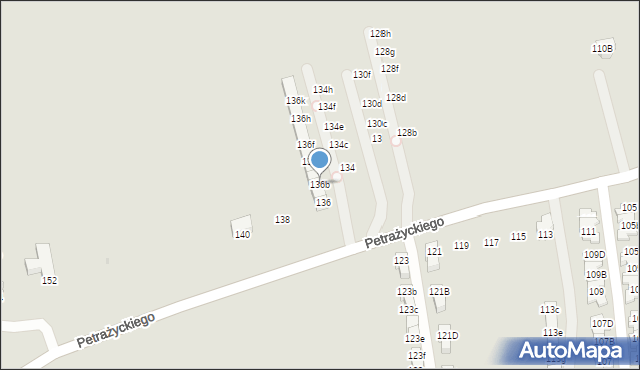 Kraków, Petrażyckiego Leona, 136b, mapa Krakowa