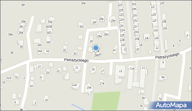 Kraków, Petrażyckiego Leona, 24b, mapa Krakowa