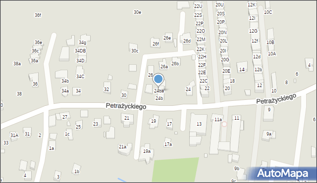Kraków, Petrażyckiego Leona, 24ba, mapa Krakowa