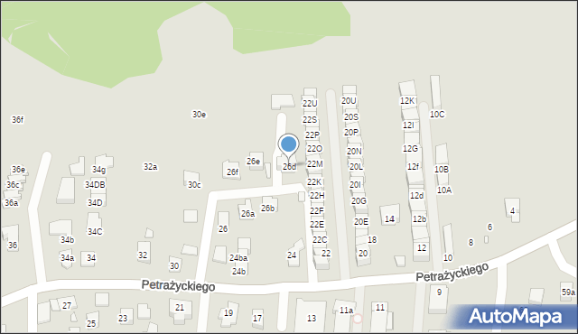 Kraków, Petrażyckiego Leona, 26d, mapa Krakowa