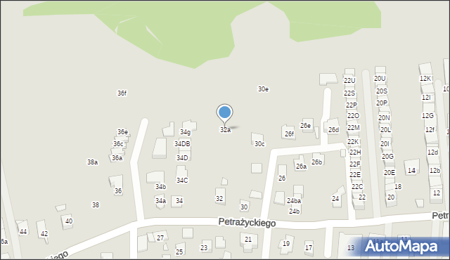 Kraków, Petrażyckiego Leona, 32a, mapa Krakowa