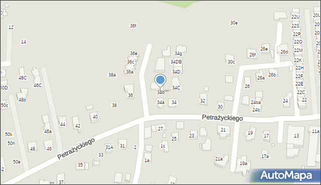 Kraków, Petrażyckiego Leona, 34b, mapa Krakowa