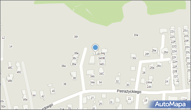 Kraków, Petrażyckiego Leona, 34f, mapa Krakowa