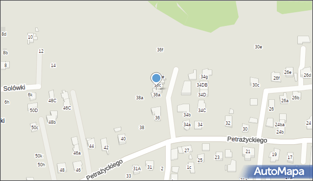 Kraków, Petrażyckiego Leona, 36b, mapa Krakowa