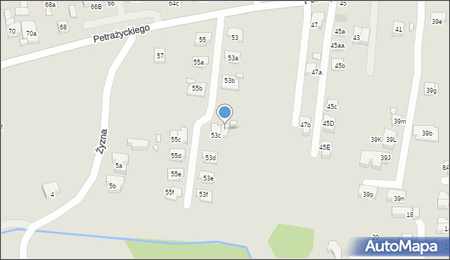 Kraków, Petrażyckiego Leona, 53ca, mapa Krakowa