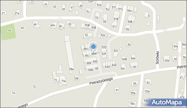 Kraków, Petrażyckiego Leona, 66H, mapa Krakowa