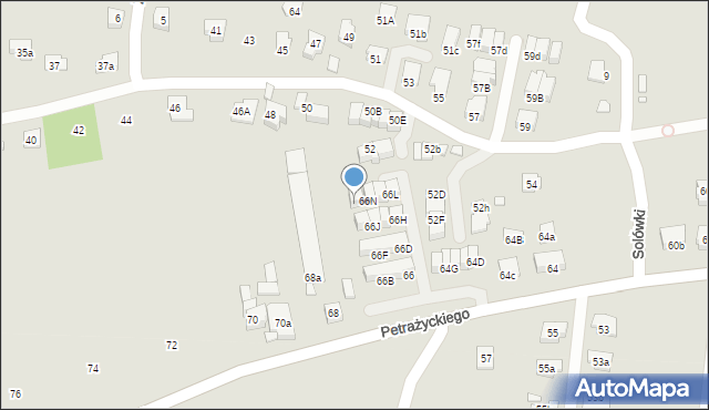 Kraków, Petrażyckiego Leona, 66P, mapa Krakowa