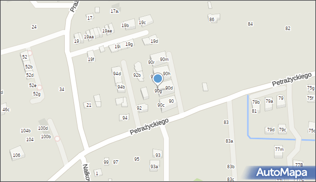 Kraków, Petrażyckiego Leona, 90g, mapa Krakowa