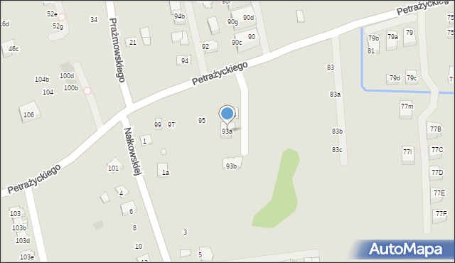 Kraków, Petrażyckiego Leona, 93a, mapa Krakowa