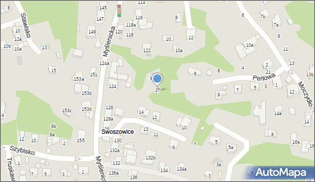 Kraków, Perłowa, 17, mapa Krakowa