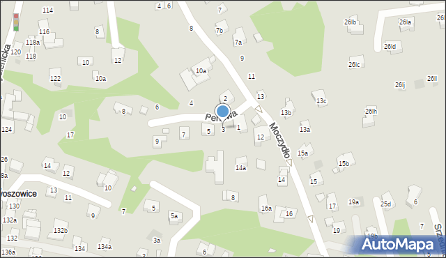 Kraków, Perłowa, 3, mapa Krakowa