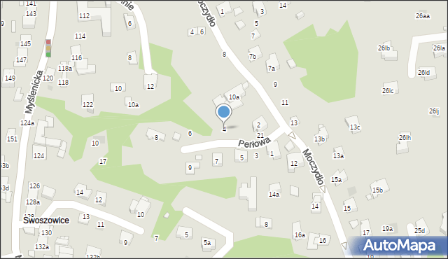 Kraków, Perłowa, 4, mapa Krakowa