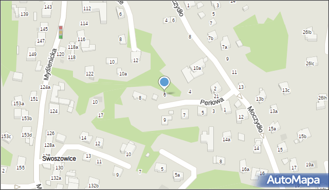 Kraków, Perłowa, 6, mapa Krakowa