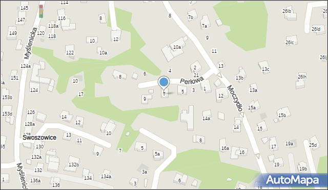 Kraków, Perłowa, 7, mapa Krakowa