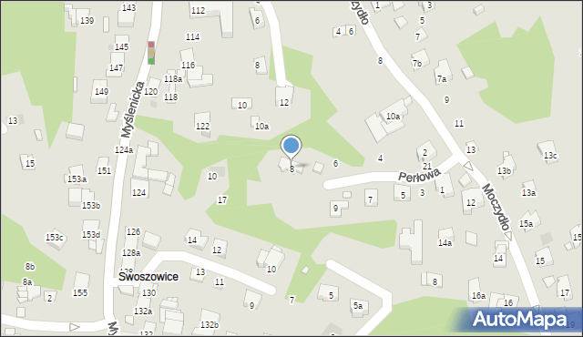 Kraków, Perłowa, 8, mapa Krakowa