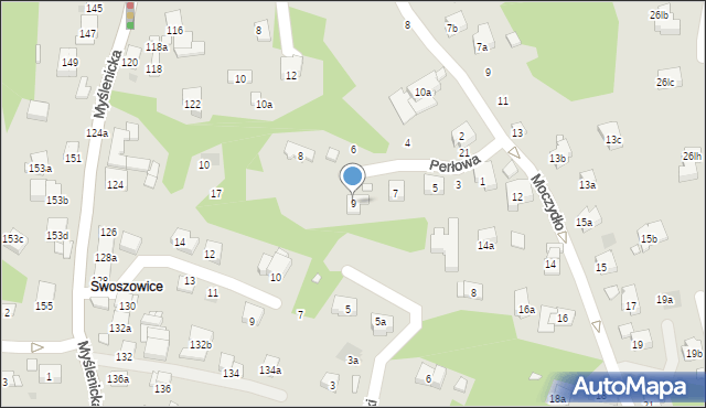 Kraków, Perłowa, 9, mapa Krakowa