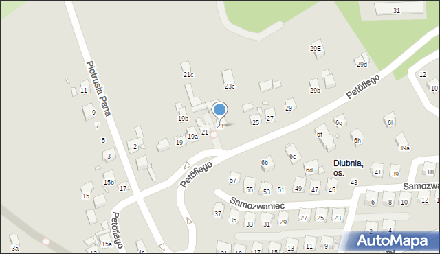 Kraków, Petöfiego Sandora, 23, mapa Krakowa