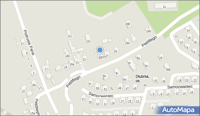 Kraków, Petöfiego Sandora, 25, mapa Krakowa