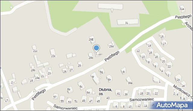 Kraków, Petöfiego Sandora, 29c, mapa Krakowa