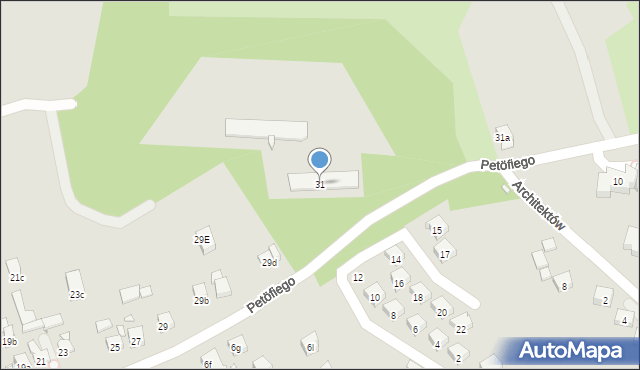 Kraków, Petöfiego Sandora, 31, mapa Krakowa