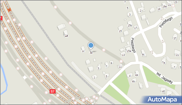 Kraków, Petöfiego Sandora, 3a, mapa Krakowa