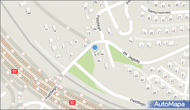 Kraków, Petöfiego Sandora, 4, mapa Krakowa