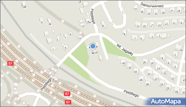 Kraków, Petöfiego Sandora, 4b, mapa Krakowa